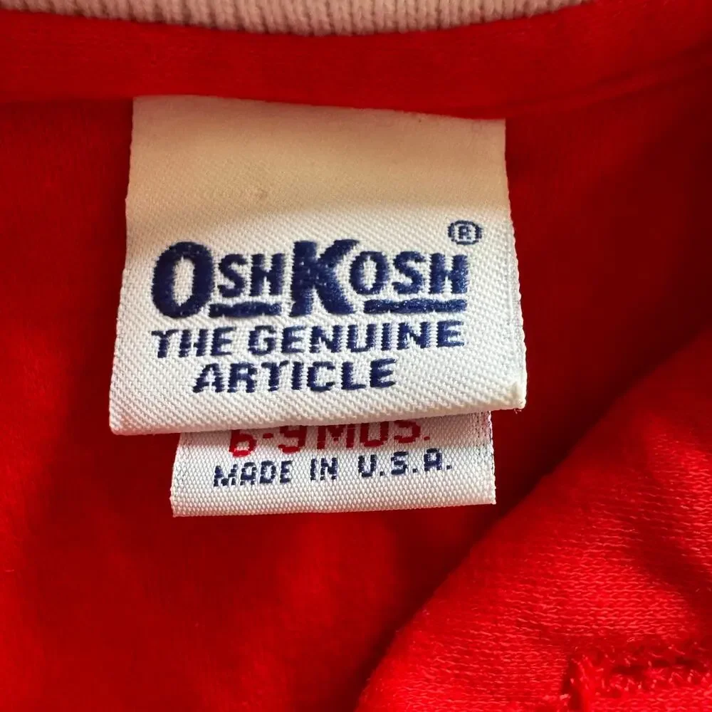 Vintage OshKosh Red Train Zoo Animal Print Polo Shirt Unisex 6-9 Month Baby